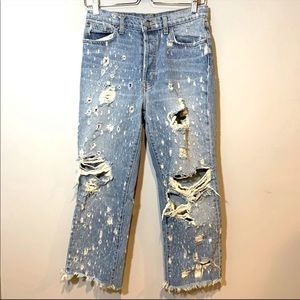 LF Carmar Serra Portia Distressed High Waisted Crop Jeans NWOT